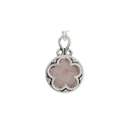 Amuleto Plata Gotland con Cuarzo Rosa 1,7 x 1,1 cm